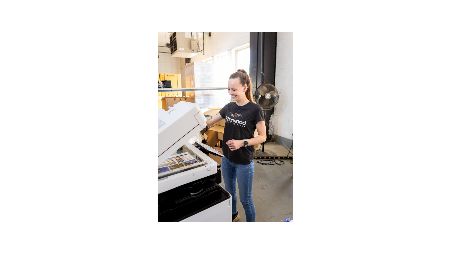 person in warehouse