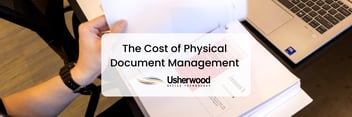 the cost of physical document management on top of a photo of a binder 