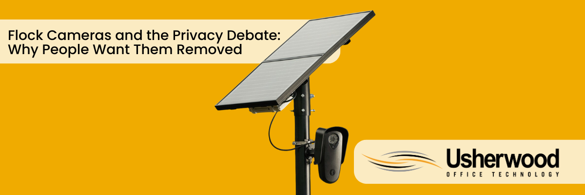 Flock Cameras and the Privacy Debate: Why People Want Them Removed with a flock camera image attached to a solar panel 