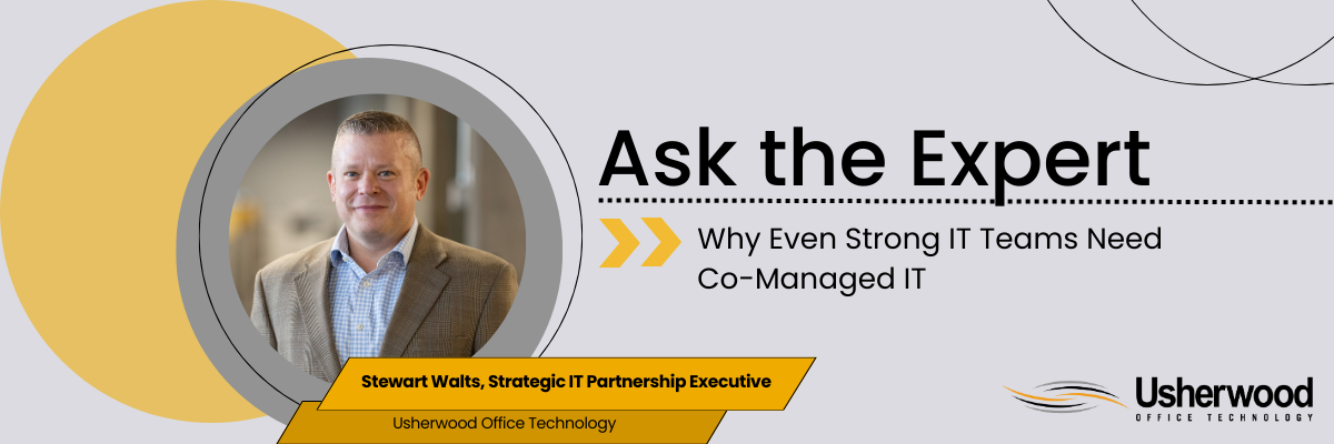 Stewart Walts in a circle with the words ask the expert to his right the title why even strong IT teams need co-managed IT below it 